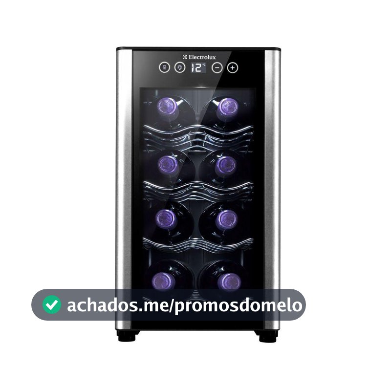 Adega de Vinho Climatizada Electrolux 8 garrafas Uma Porta Acabamento em Alumínio (ACB08)