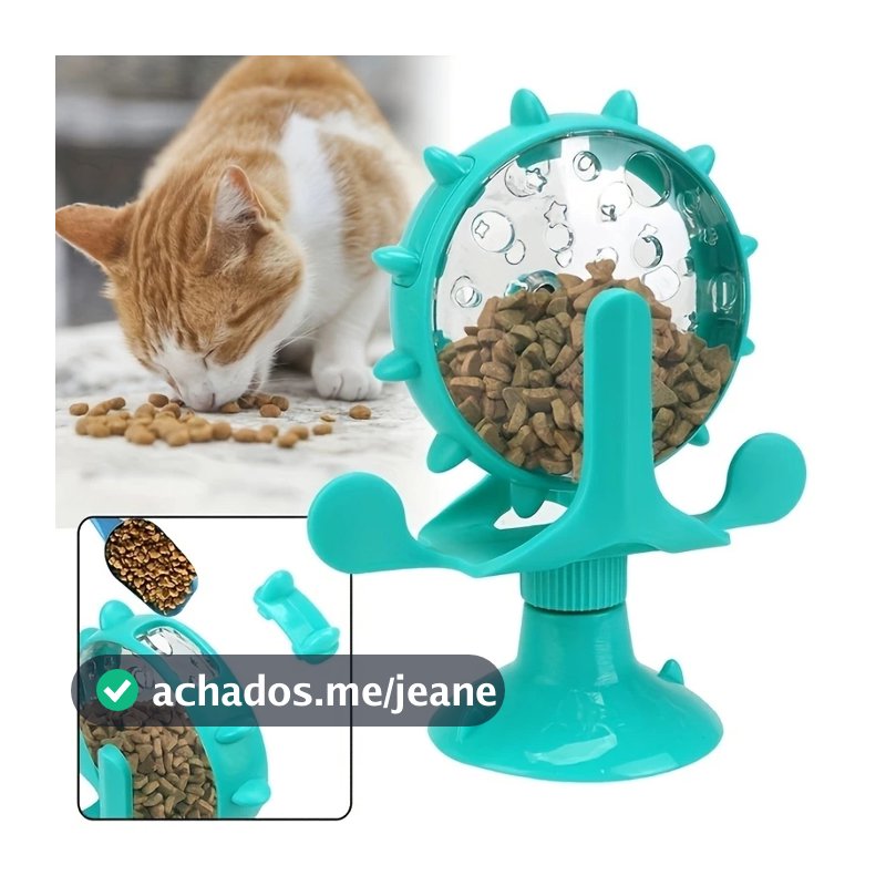 Brinquedo Para Gatos Divertido Moinho De Vento Mesa Giratória Com Ventosa Roda Gigante Porta Petisco