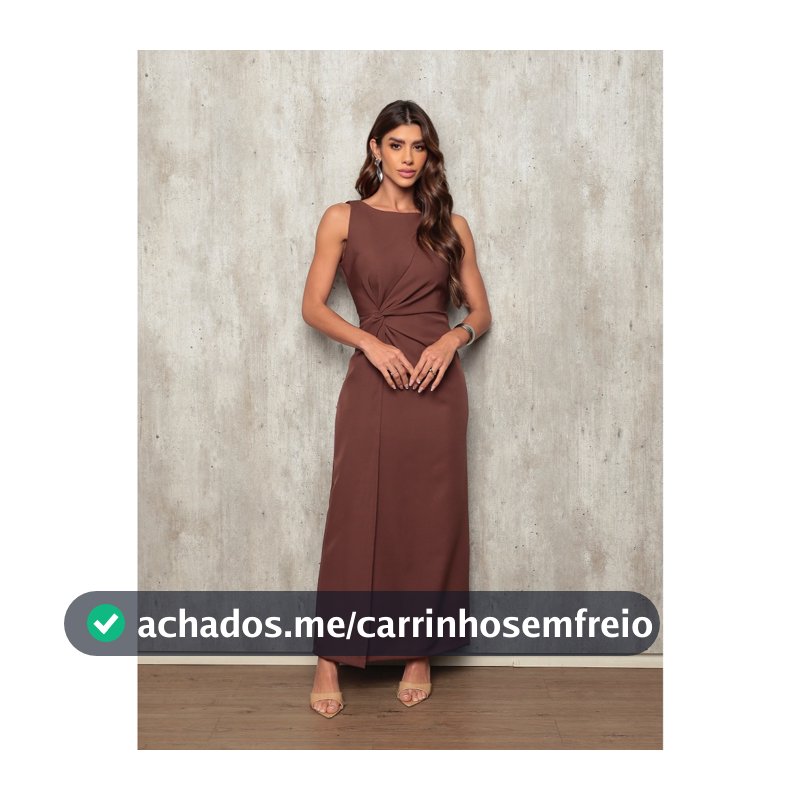 Vestido longo elegante transpassado com nó fenda atras