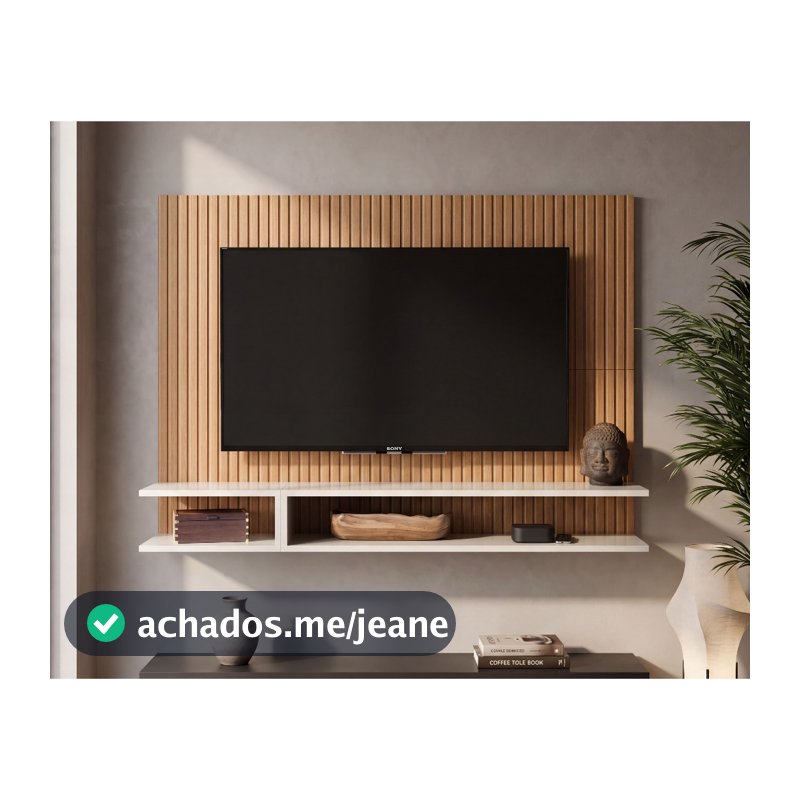 Painel Pra Tv 50 Polegadas Sala/Quarto Smart Plus MILÃO Decoração Com Prateleira e Nicho