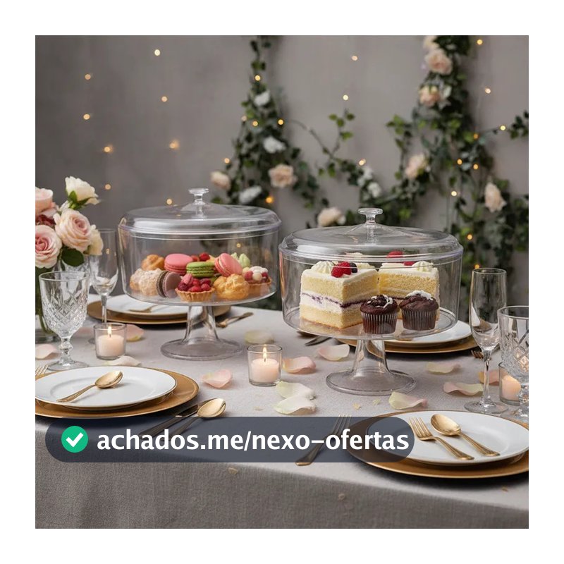 Kit 2 Taça Sobremesa Bolo Doce Festa Acrílico Redonda 2,2l