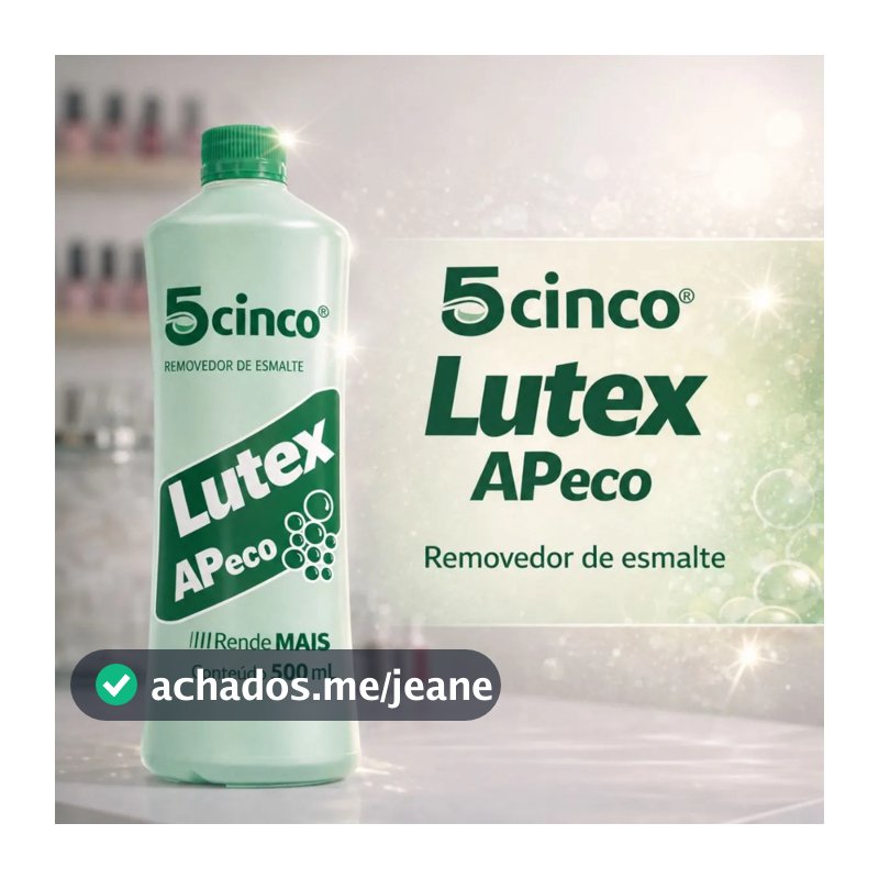 REMOVEDOR DE ESMALTE ACETONA LUTEX 5CINCO 500ML - NÃO RESSECA, NÃO MANCHA, REMOVE GLITTER