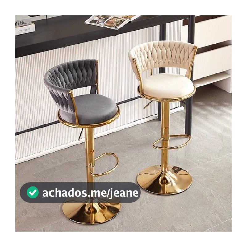 Banqueta de Luxo Ajustável Elevação Rotação  Assento Confortável Discreta para Balcão Bar Escritório banco de pés altos