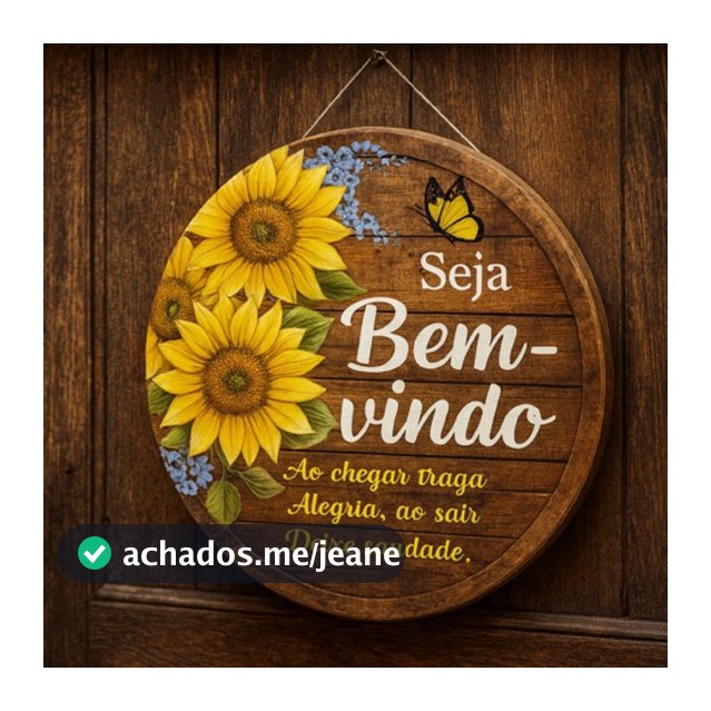 Plaquinha Decorativa Redonda Para Porta Seja Bem-Vindo Decoração Casa Mdf