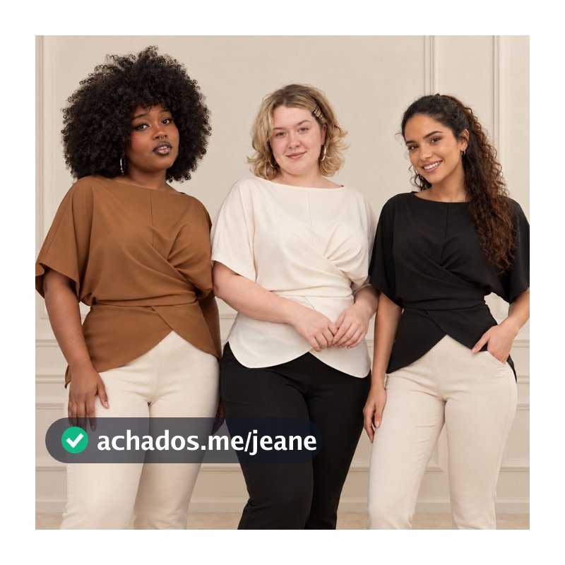 Blusa Feminina em Sedinha Transpassada Manga Morcego Assimétrica Elegante