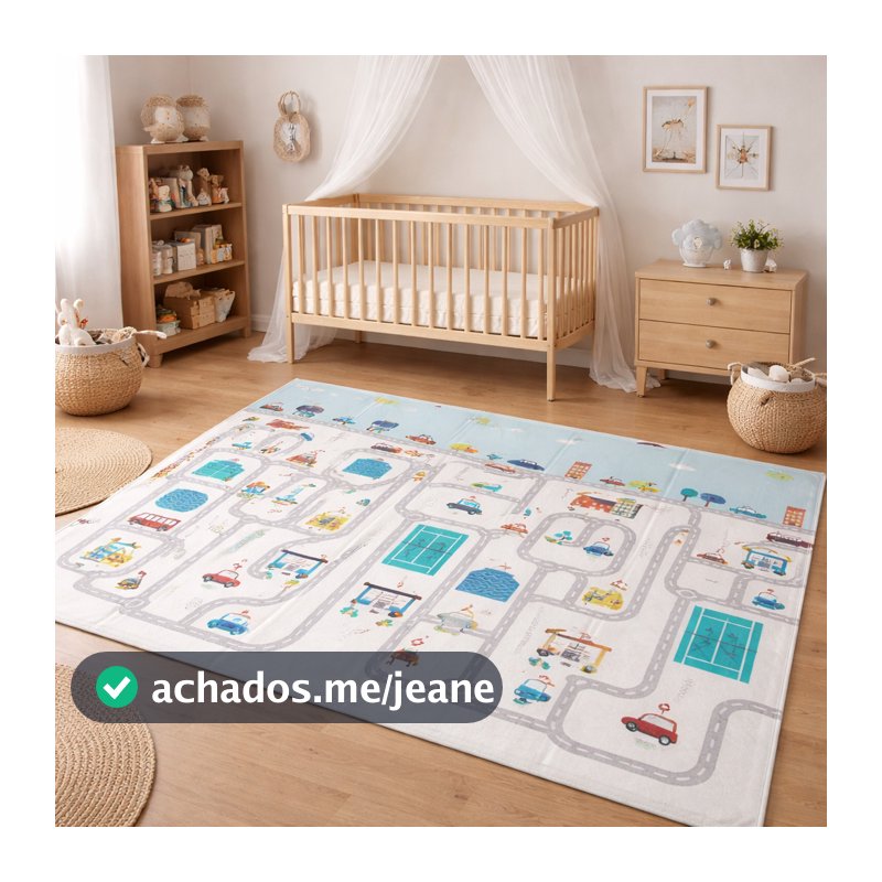 Tapete Tatame Infantil Emborrachado Dobrável Dupla Face Bebê Atividades 1,80m X 1,50m Impermeável