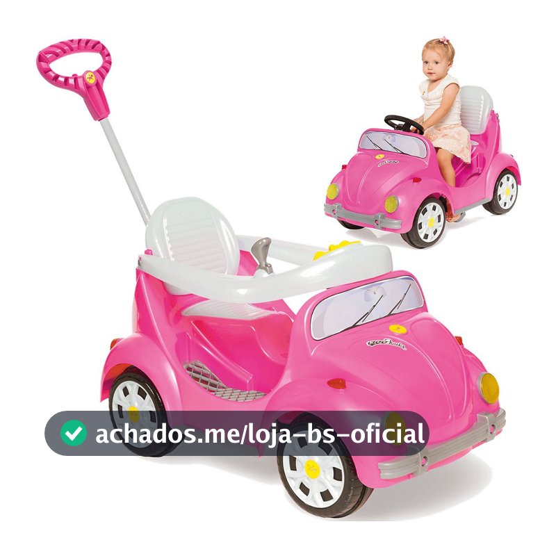 Carrinho de Passeio e Pedal para Bebe Calesita Fouks Rosa 30kg