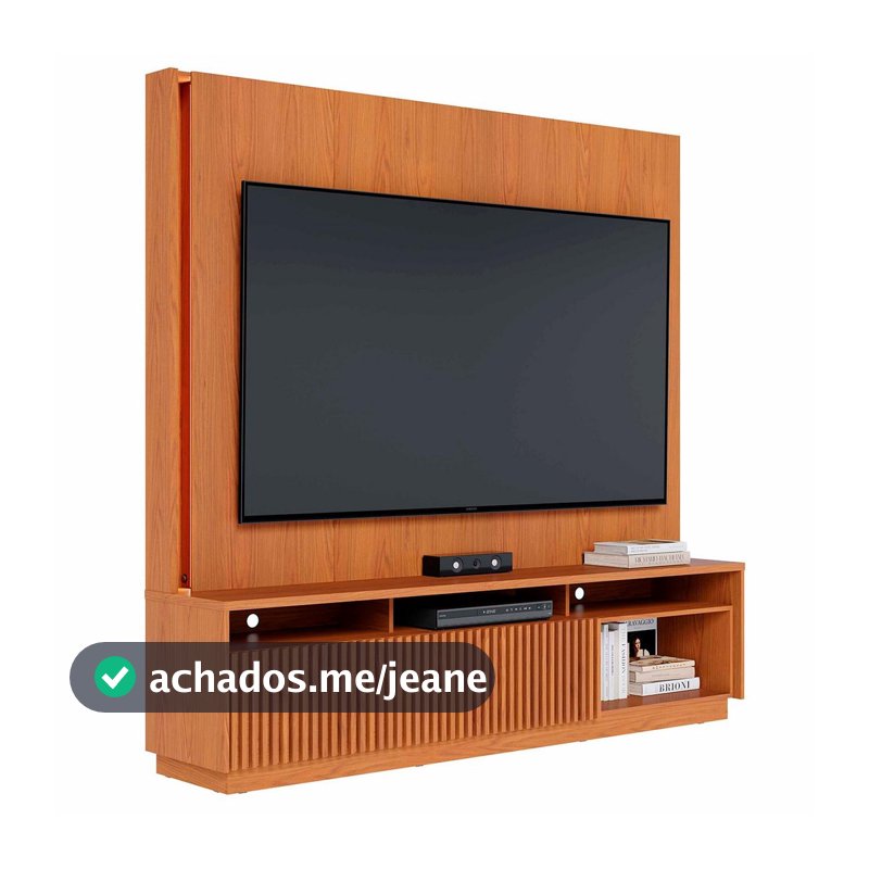 Estante Painel TV 75 Pol Com LED 200cm Mafra Freijó C05    - Mpozenato