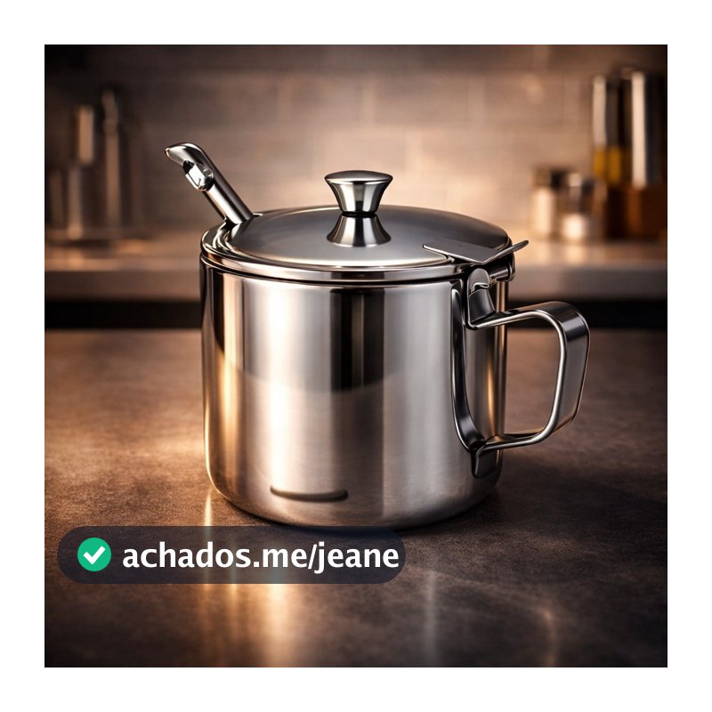 Açucareiro Aço Inox Com Colher 420ml Capacidade Alta Resistência Praticidade