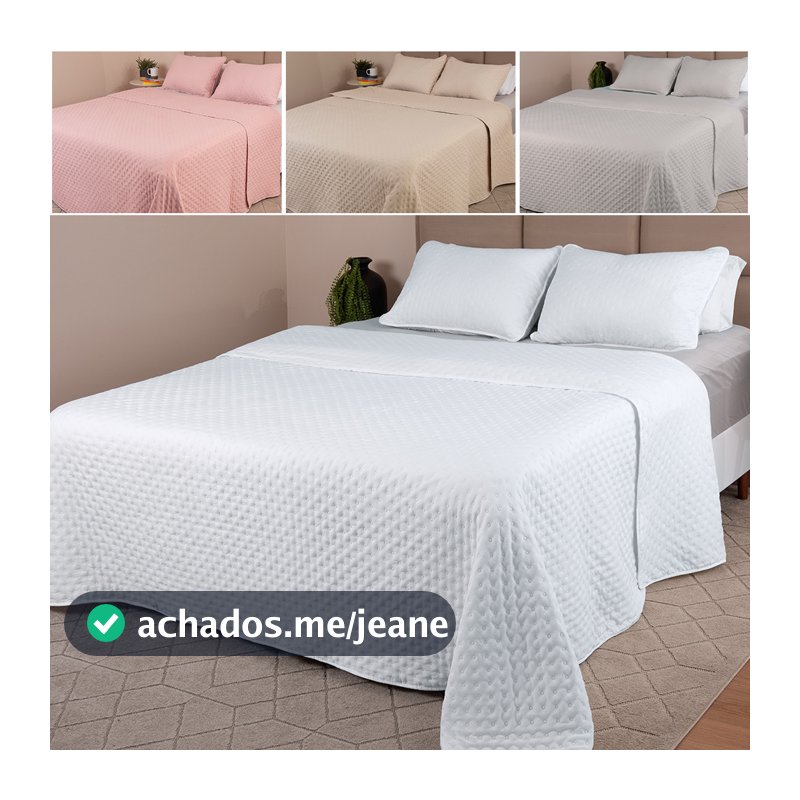 Colcha Cobre Leito Casal kit 3 peças Dupla Face Micro Percal Macio Ultrassônico - BF Colchões