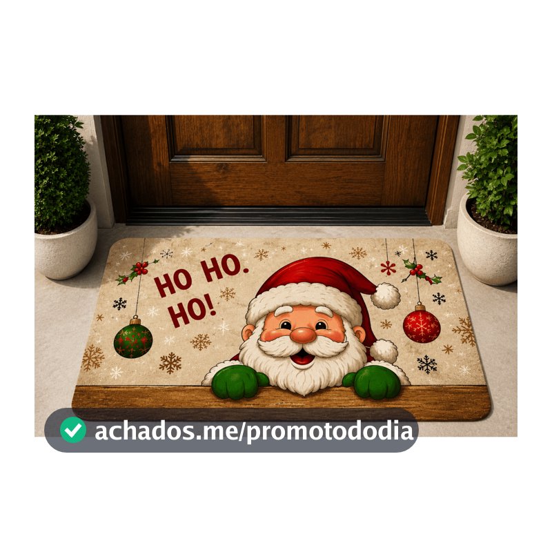 Tapete de Entrada Natal Engraçado Papai Noel Família Ama o Natal 40x60 Antiderrapante