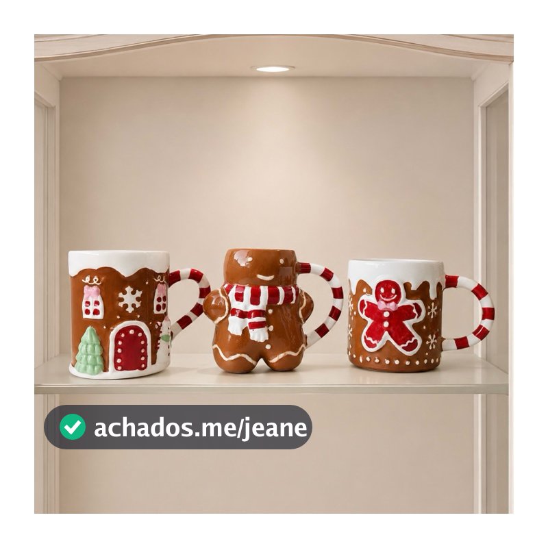 Caneca de Cerâmica Xícaras Divertidas de Natal Papai Noel Soldadinho Quebra-Nozes Biscoito de Natal Gingerbread