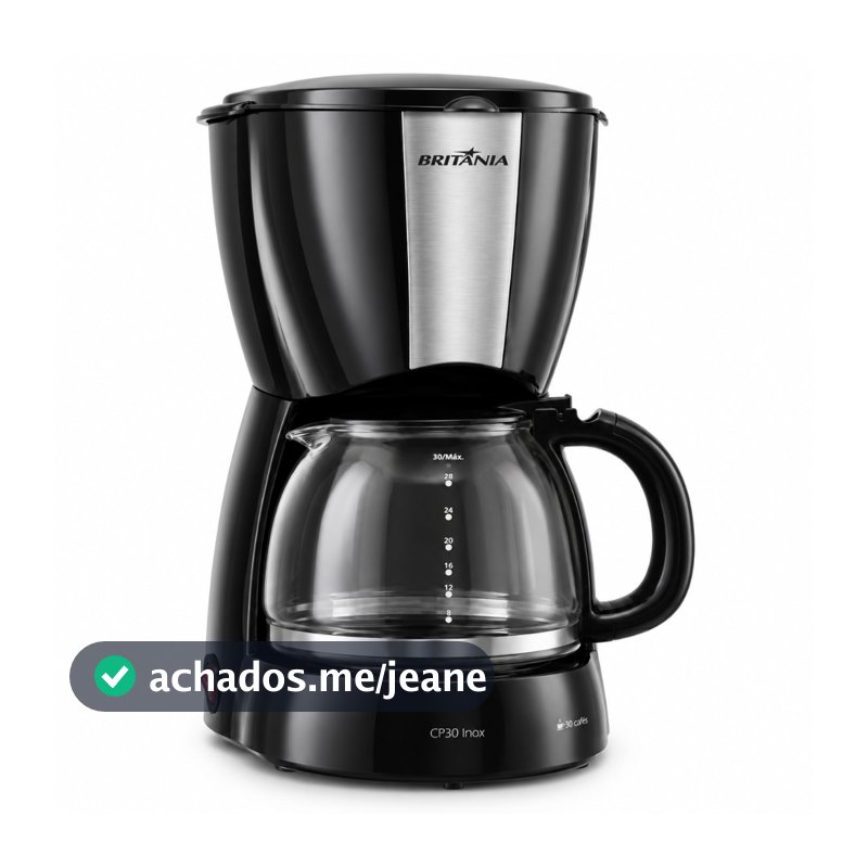 Cafeteira Elétrica Britânia CP30 30 Xícaras 1,2 L 127V 800W Preta Inox com Jarra de Vidro Filtro Permanente Corta-Pingos