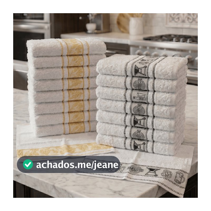 Kit Pano Atoalhado Gourmet Copa Cozinha Prato 100% Algodão