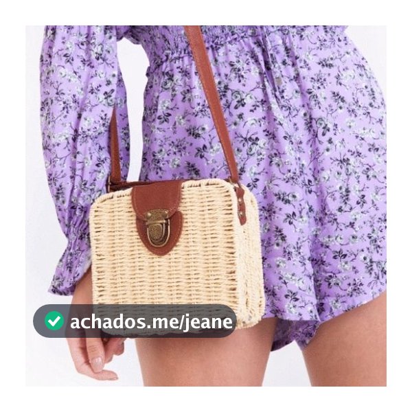Bolsa Feminina De Palha Quadra Estruturada Transversal Alça Regulável Ref-4237