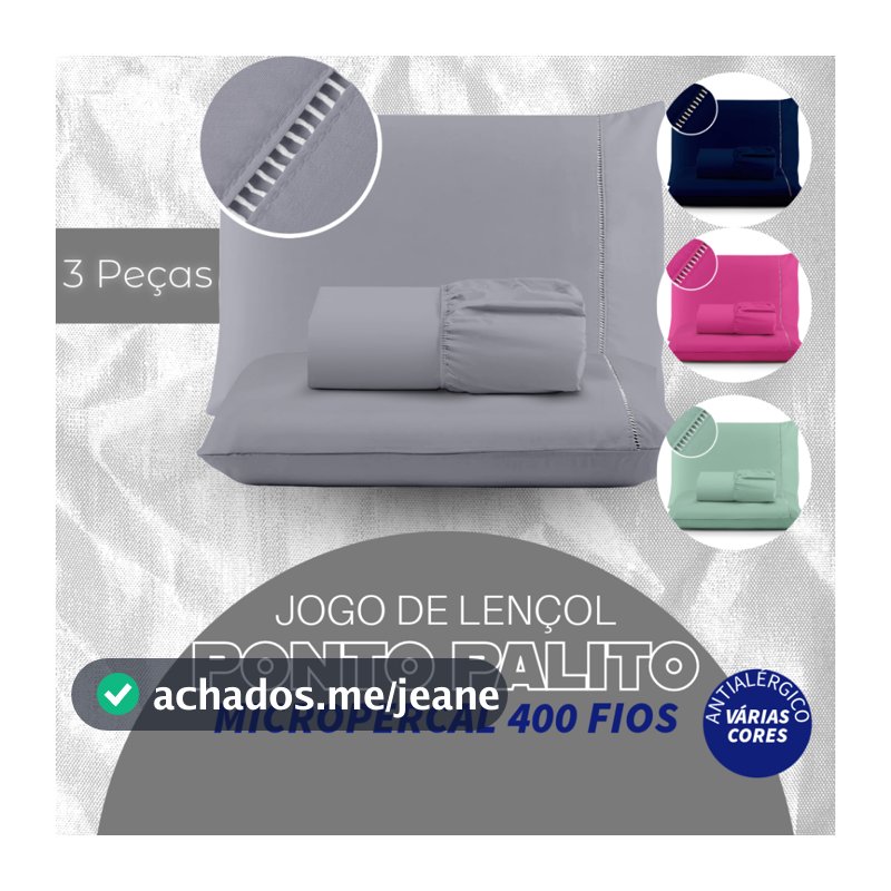 Kit Jogo Lençol 400 fios Micropercal Ponto Palito : Solteiro 2 Peças - Casal ; Queen ou King 3 Peças