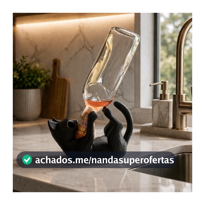 Porta Vinho Decoração Criativa Gato Sommelier para Amantes de Vinho e Gatos