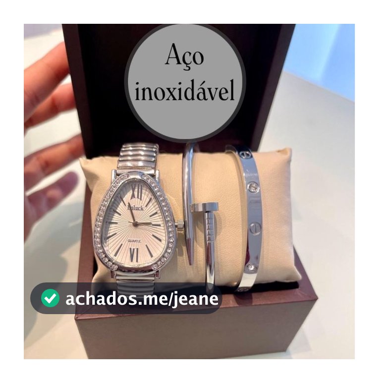 Kit Relogio Com Pulseira e bracelete  Dourado e Prata Kit de Luxo  Conforto Moda Blogueira