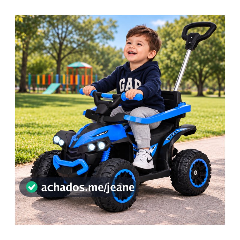 Carrinho Quadriciclo Passeio Eletrico Maral Infantil com Haste Aro de Proteção Som Luz e Bateria 6v