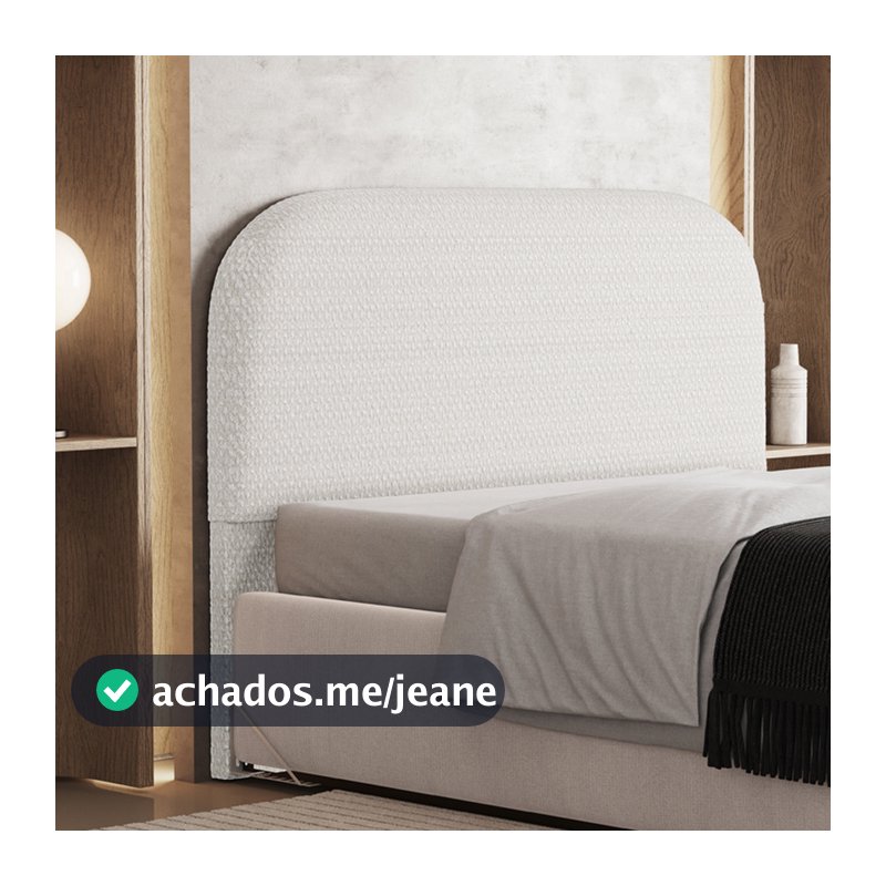Cabeceira Cama Box Queen 160cm Orgânica Lanna W01 Bouclê Cru - Lyam Decor