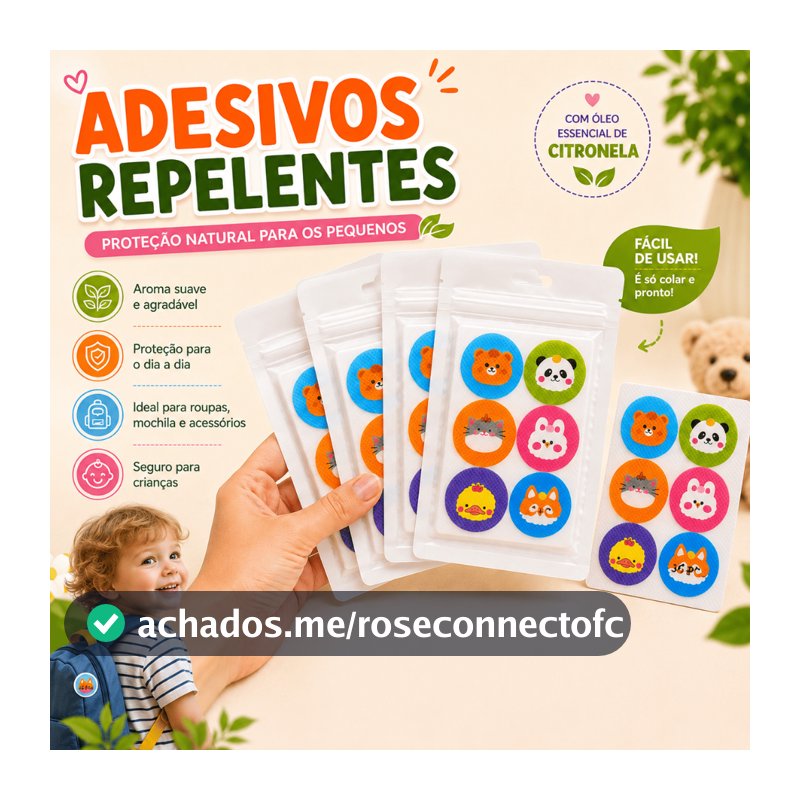 Adesivo Repelente de Citronela Infantil Kit 36/72/144 Anti Mosquito para Bebês Crianças Roupas Sai Mosquito
