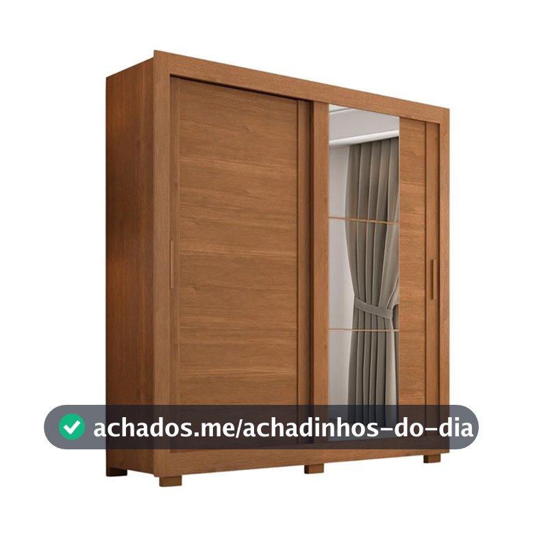 Guarda Roupas Casal com Espelho 2 Portas de Correr 4 Gavetas Titanium Cinamomo Zanzini