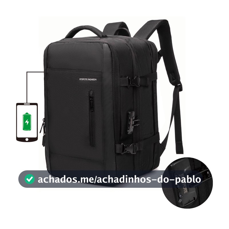 Jiesipote Mochila dos homens com reforço de bloqueio de combinação de expansão de capacidade