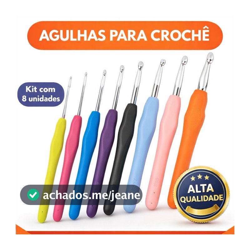 Kit Agulha Barbante Para Crochê Profissional c/8 Peças