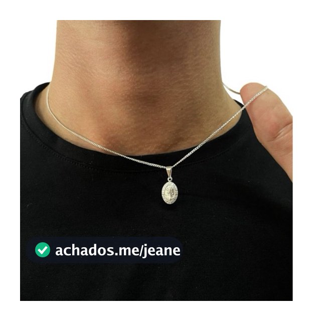 Cordao Corrente Prata 925 Curtinha 48cm Masculina + Pingente Camafeu Folheado