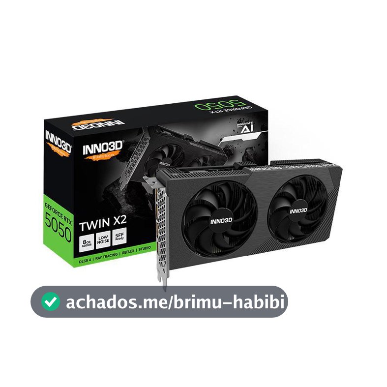 Placa de Video INNO3D GeForce RTX 5050 Twin X2, 8GB, GDDR6, 128-bit, N50502-08D6-174071N