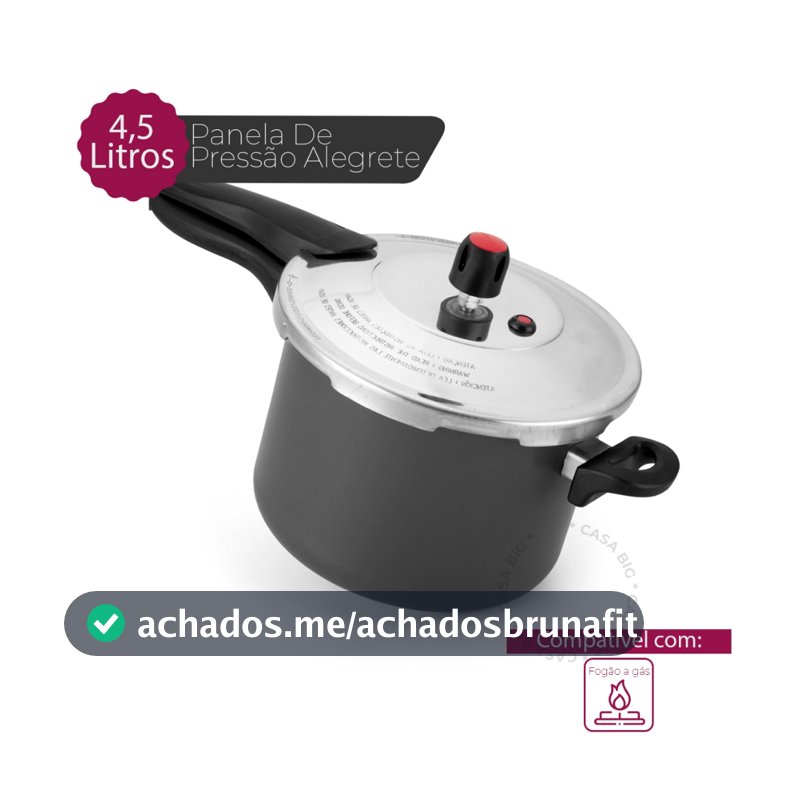 Panela Pressão Fechamento Externo Alegrete Cinza/Vermelha 4,5 l