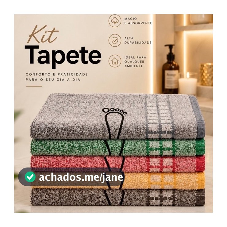 Kit 3 ou 6 Tapete De Banheiro 45x70cm Pezinho Piso Luxo Atoalhado 100% Algodão Premium