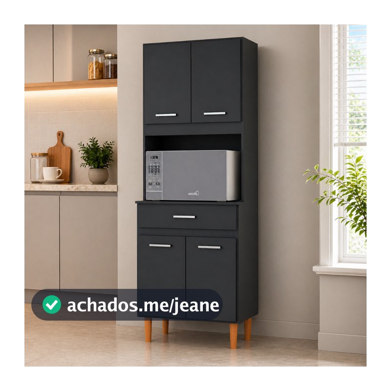 Armário Cozinha Torre Quente Branco Com Gaveta E Pés Palito Retrô Nicho Para Microondas Multiuso