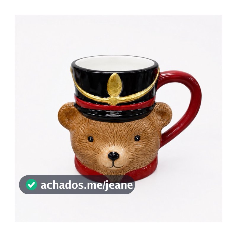 Caneca de Cerâmica Urso Soldadinho de Natal – Decorativa