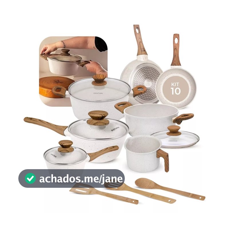 Jogo De Panelas Indução Kit 10 Peças Revestimento Cerâmico Style Cook Marmol - Mimo Style Premium