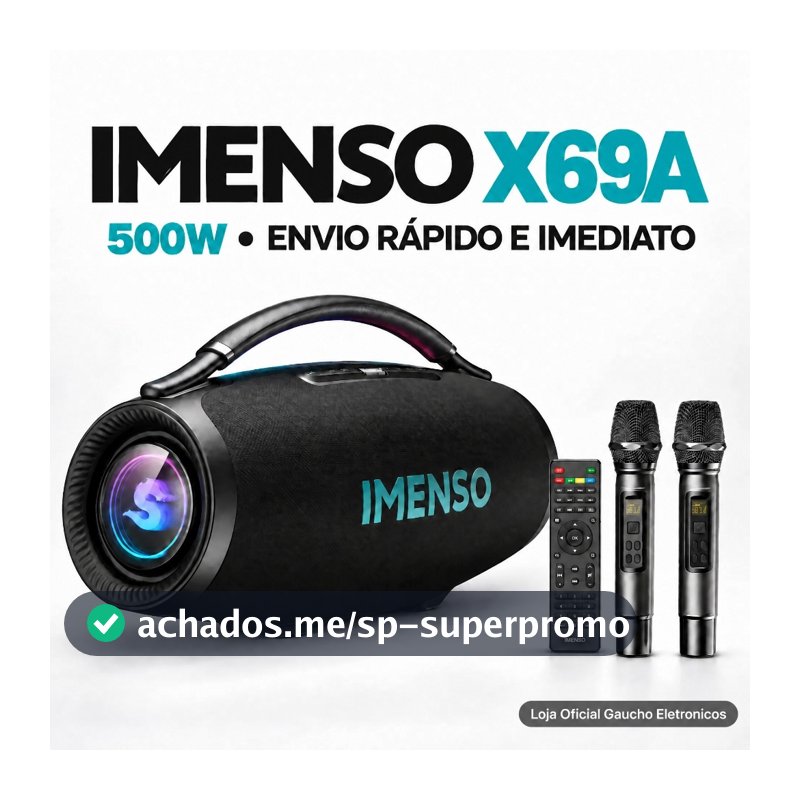 Imenso 500W IMS-X69A Caixa De Som Bluetooth 5.3 45000mAh IPX6 + 2 Microfones