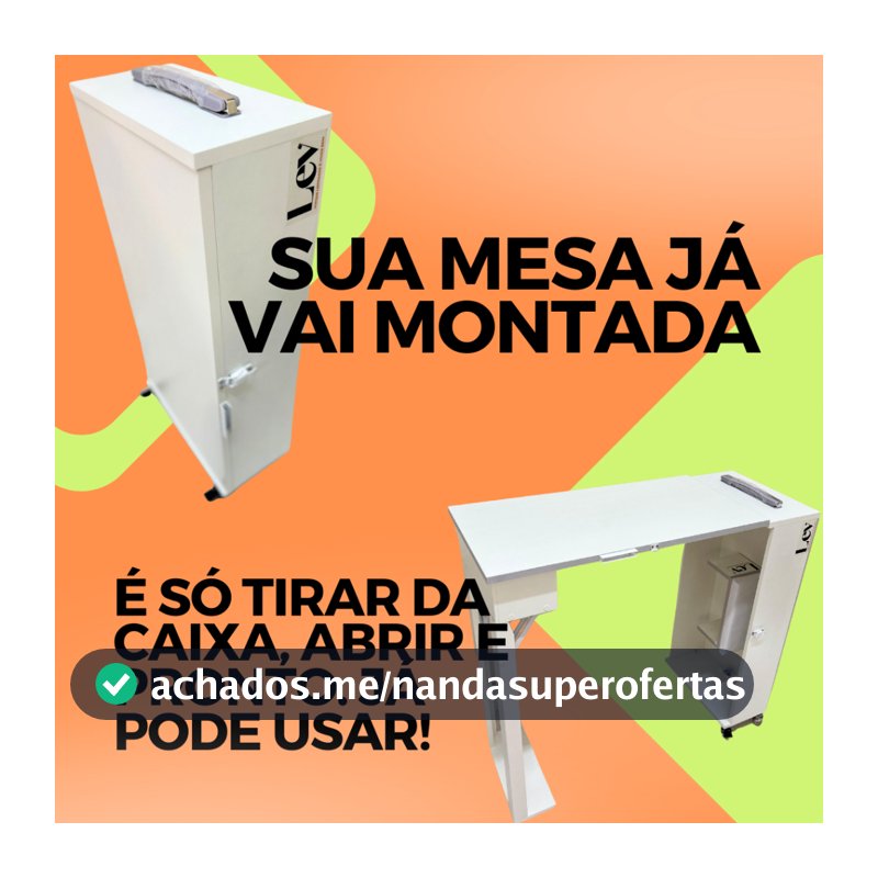 Mesa Manicure com apoio de mão Dobrável Vira Maleta MDF Salão Nail Designer Unha Original MinhaLev