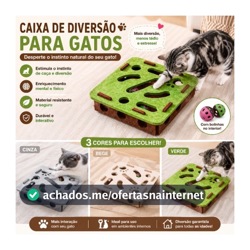 Brinquedo Interativo para Gatos Caixa de Diversão com Bolinhas Estimula Caça Inteligência e Exercícios yh8168