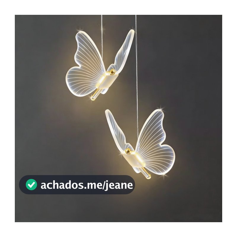 Pendente Dourado Borboleta De Luz LED de 3 cores em 1 luminária de teto do quarto Bivolt