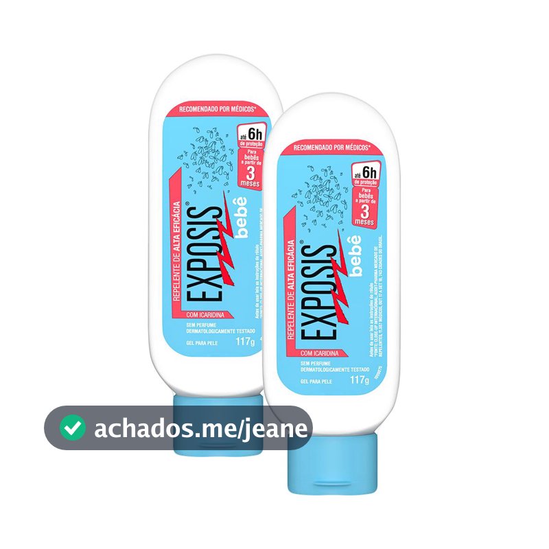 Kit 2 Repelente Exposis Bebê Gel sem Perfume com Icaridina 117g