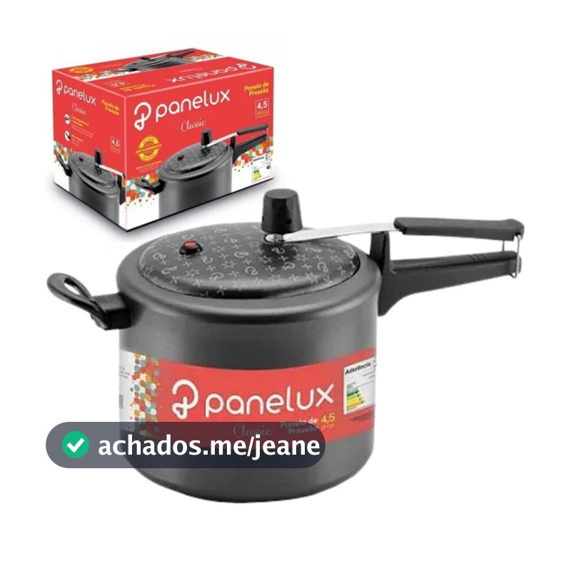 Panela de Pressão Panelux 4,5 Litros Antiaderente Teflon Magnific Preta OU POLIDA de 4.5 Litros