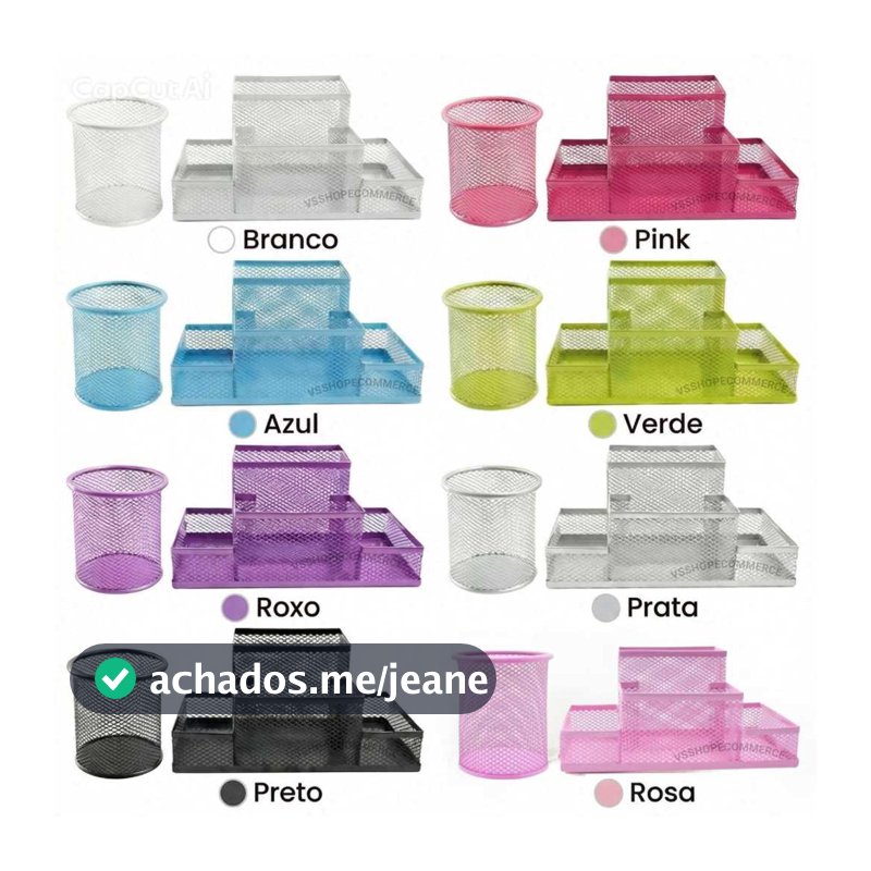 Kit Porta Caneta + Porta Treco Organizador Mesa Escritório