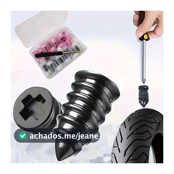 Kit 20 Pinos Reparo De Pneus Sem Câmara Auto-Roscantes Borracha Para Moto Carro Bicicleta