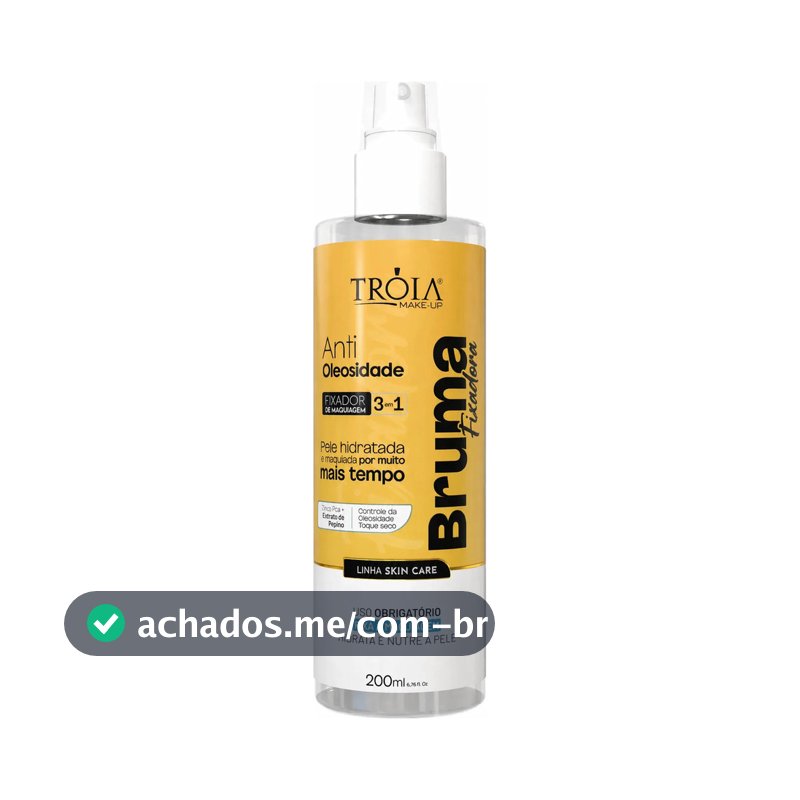 Bruma Fixadora 3 Em 1 Antioleosidade 200ml - Fixador De Maquiagem -Tróia Make Up