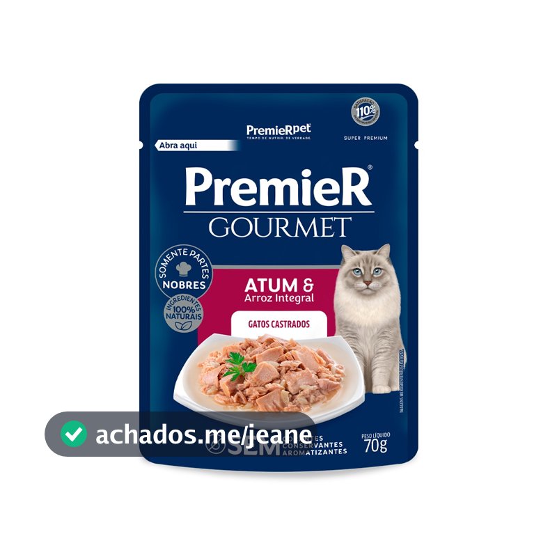 Ração Úmida Premier Gourmet Gato Adulto Atum 70g