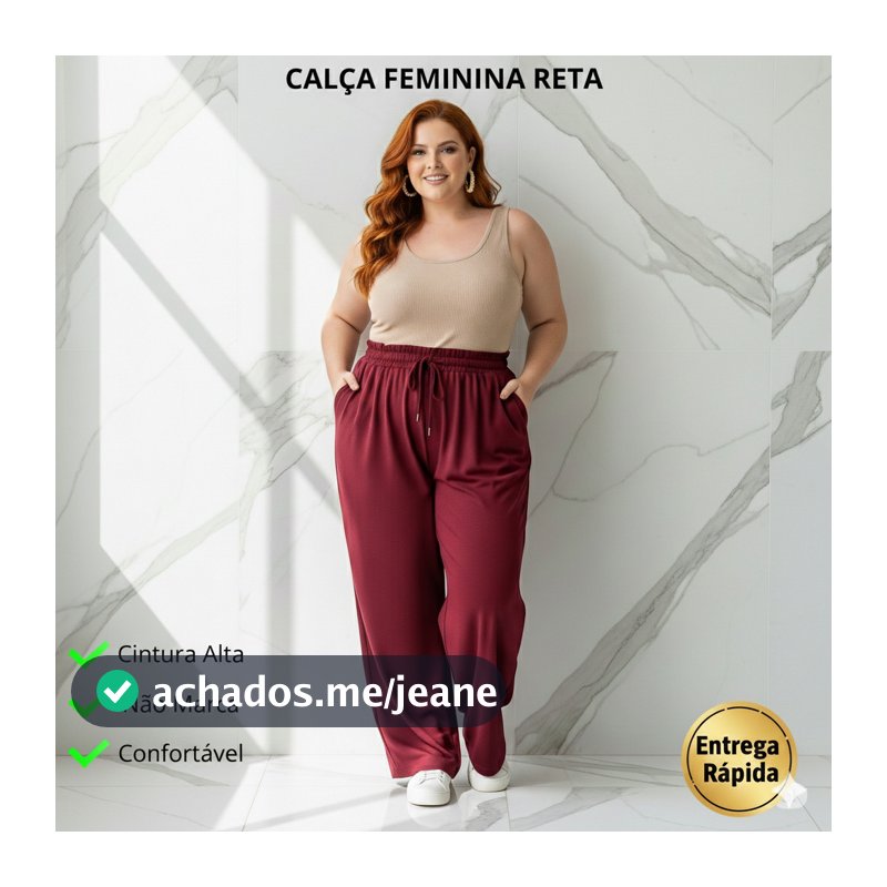 Calça Feminina Plus Size de Malha Reta Gestante Pijama Feminino Lycra Larga Pilates Grávida G4 G3 G2