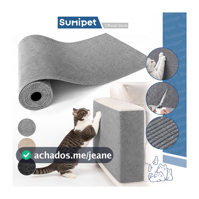 Arranhador Adesivo para Gatos Até 60x200cm Tamanho Extra Grande Protetor de Sofá Cama Box Parede e Móveis