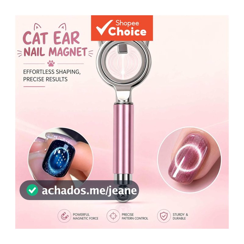 Bastão magnético para nail art com duas pontas, anel de orelha de gato, ferramenta portátil para imã de esmalte olho de