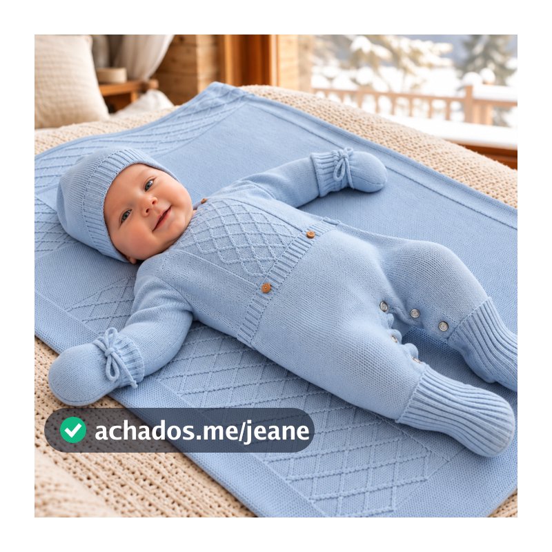 Kit Roupa Bebê RN Saída Maternidade 4 Peças Luxo Macacão Manta Touca Luvas Recém Nascido Presente Chá de Bebê