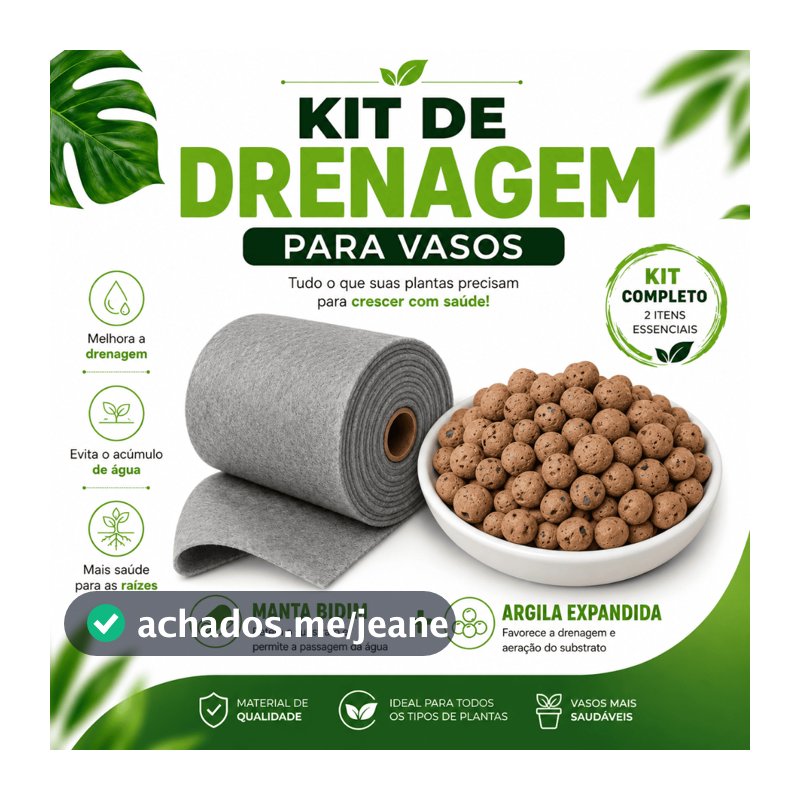 Kit Drenagem Perfeita para Plantas | Manta Bidim + Argila Expandida para Vasos e Jardins